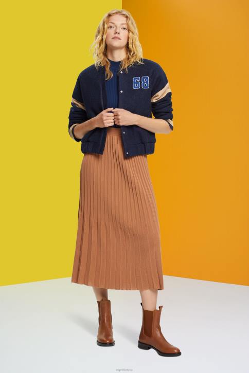 sijonai rudas moterys Esprit klostuotas midi sijonas 4D6F482