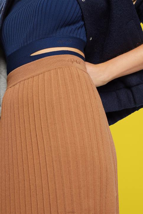 sijonai rudas moterys Esprit klostuotas midi sijonas 4D6F482