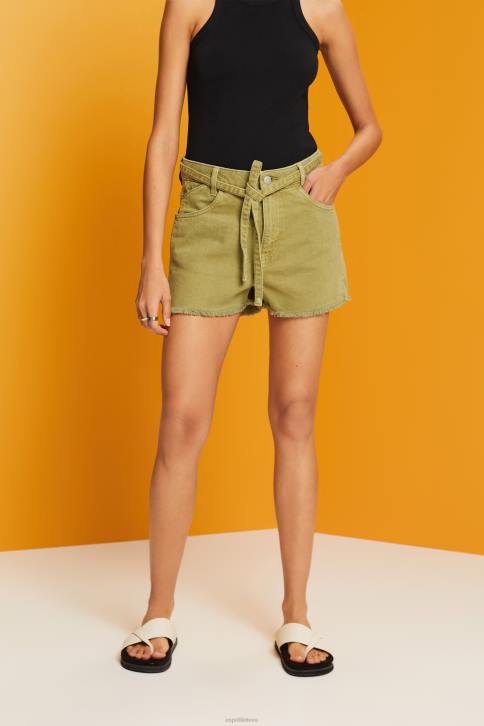 šortai baltas moterys Esprit džinsiniai šortai su aukštu juosmeniu 4D6F57