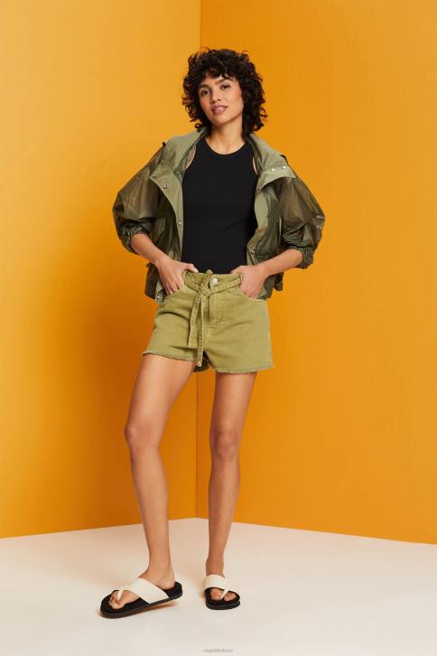 šortai baltas moterys Esprit džinsiniai šortai su aukštu juosmeniu 4D6F57