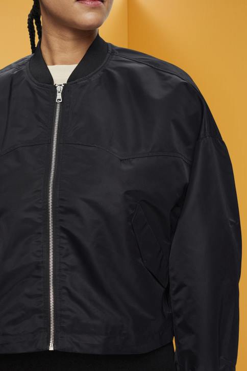 striukės juodas moterys Esprit negabaritinė bomber striukė 4D6F213