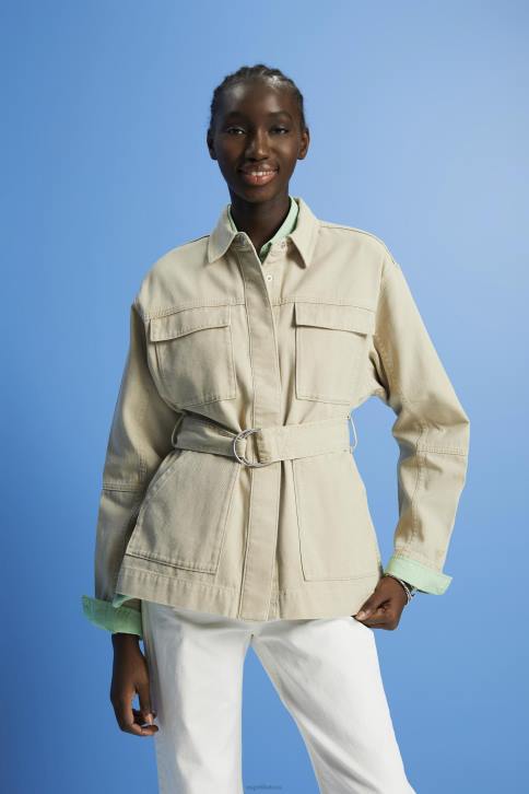 striukės smėlis moterys Esprit ruoželinė striukė su diržu 4D6F292