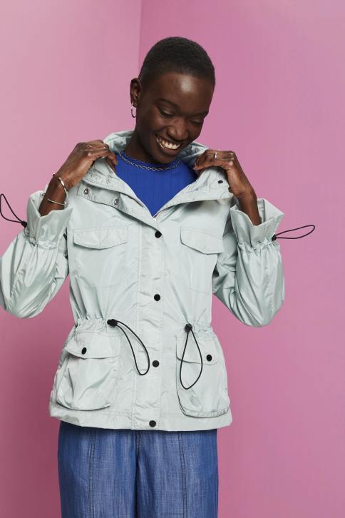 striukės šviesiai vandens žalia moterys Esprit perdirbta: striukė nuo lietaus su gobtuvu 4D6F95