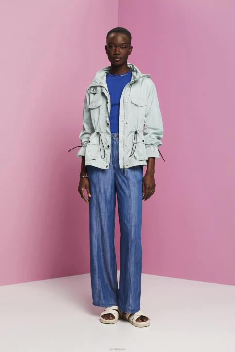 striukės šviesiai vandens žalia moterys Esprit perdirbta: striukė nuo lietaus su gobtuvu 4D6F95