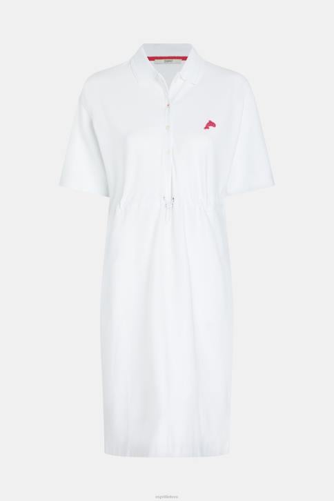 suknelės baltas moterys Esprit delfinų teniso klubo klostuota polo suknelė 4D6F502