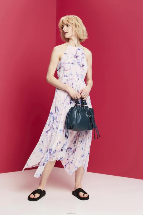 suknelės baltas moterys Esprit klostuota šifono midi suknelė 4D6F94