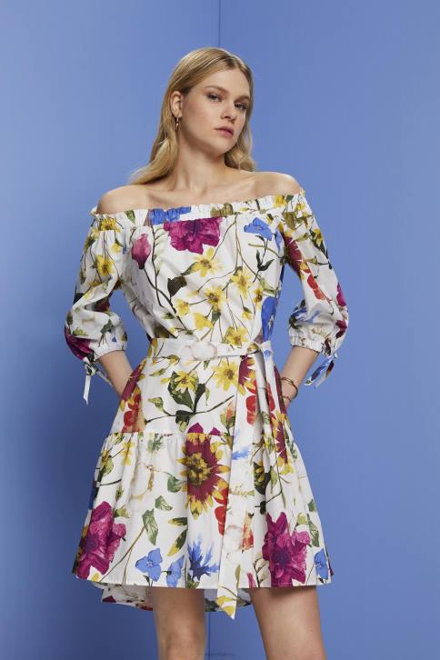 suknelės baltas moterys Esprit raštuota poplino mini suknelė 4D6F178