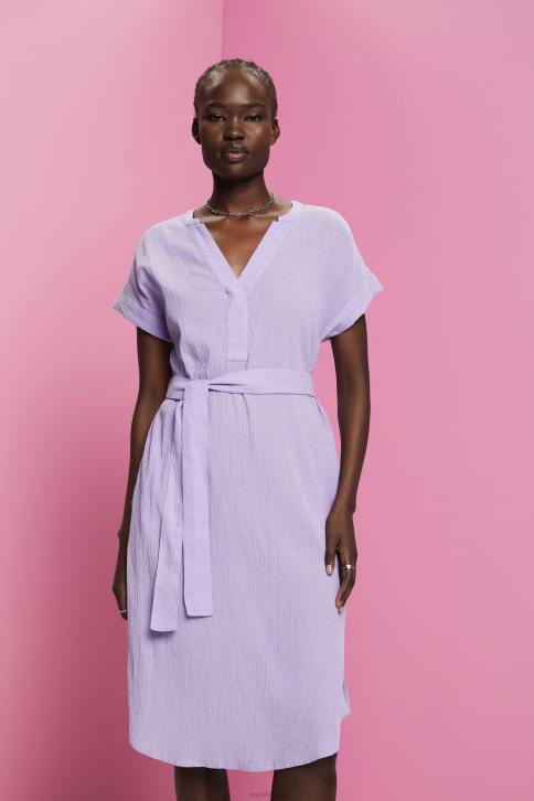 suknelės baltas moterys Esprit raukšlėta midi suknelė su diržu 4D6F54