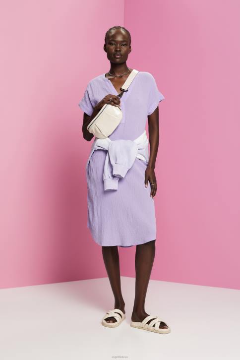 suknelės baltas moterys Esprit raukšlėta midi suknelė su diržu 4D6F54