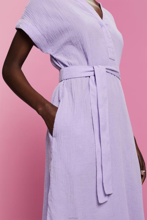 suknelės baltas moterys Esprit raukšlėta midi suknelė su diržu 4D6F54