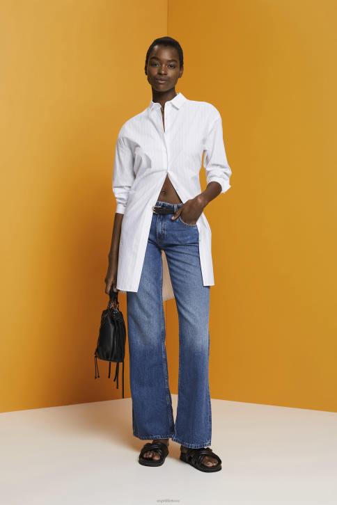 suknelės baltas moterys Esprit smeigtuku marškinė suknelė, 100% medvilnė 4D6F277