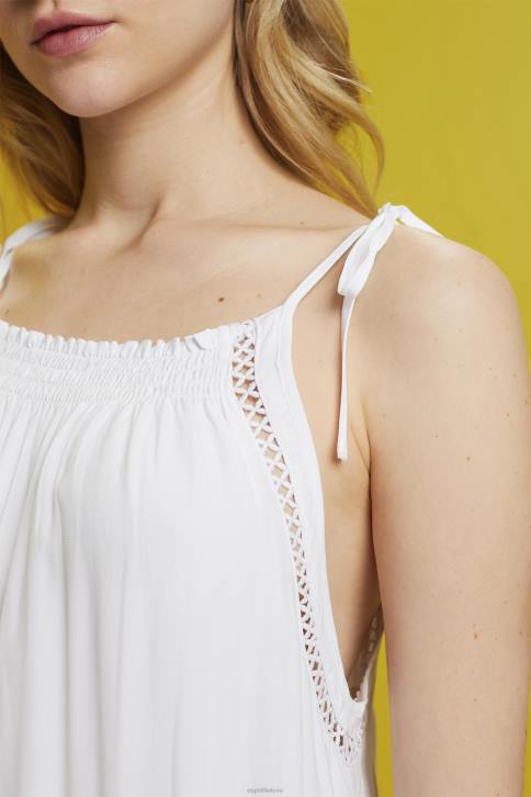 suknelės baltas moterys Esprit suknelė su petnešėlėmis, tencel 4D6F203