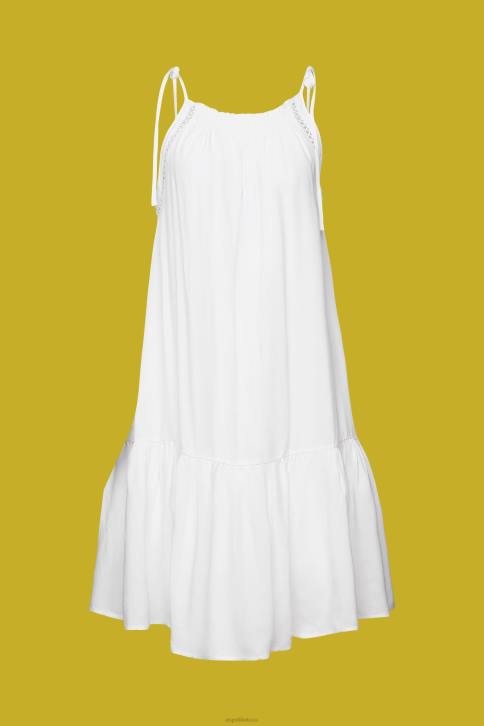 suknelės baltas moterys Esprit suknelė su petnešėlėmis, tencel 4D6F203