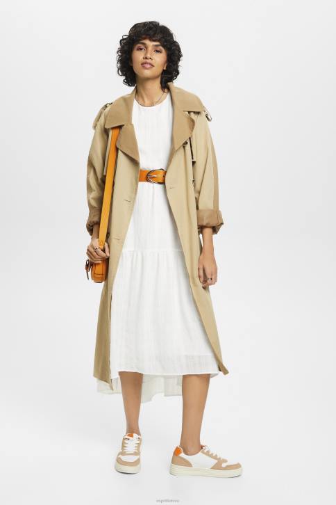 suknelės beveik baltas moterys Esprit lengva midi suknelė su balioninėmis rankovėmis 4D6F294