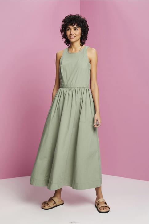 suknelės blyški chaki moterys Esprit medvilninė midi suknelė 4D6F184