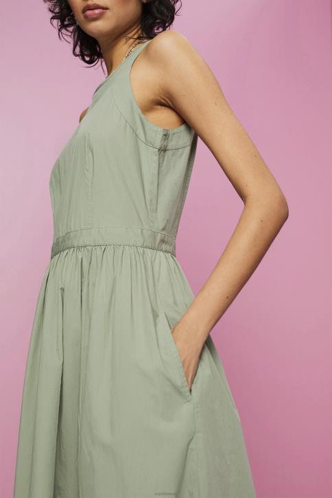 suknelės blyški chaki moterys Esprit medvilninė midi suknelė 4D6F184