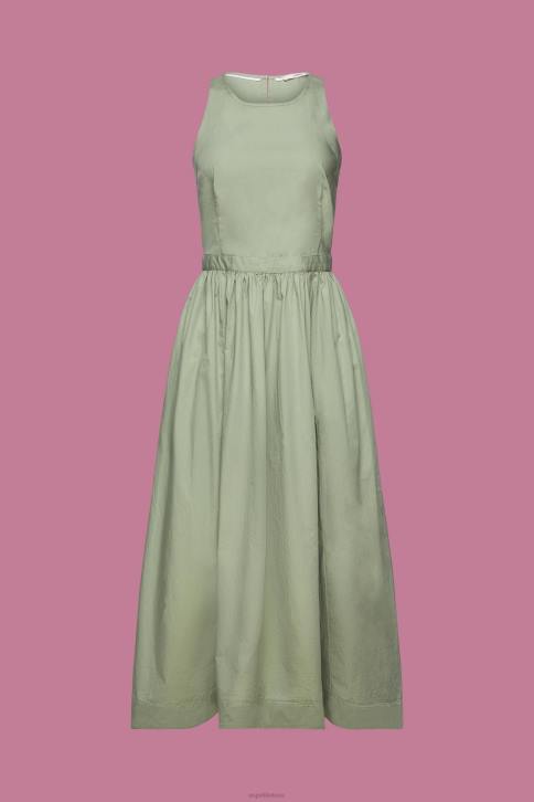 suknelės blyški chaki moterys Esprit medvilninė midi suknelė 4D6F184