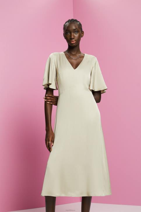 suknelės dulkėta žalia moterys Esprit satino midi suknele 4D6F55