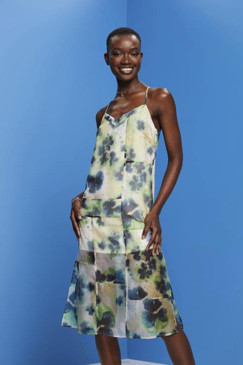 suknelės geltona moterys Esprit raštuota organzos midi suknelė 4D6F197