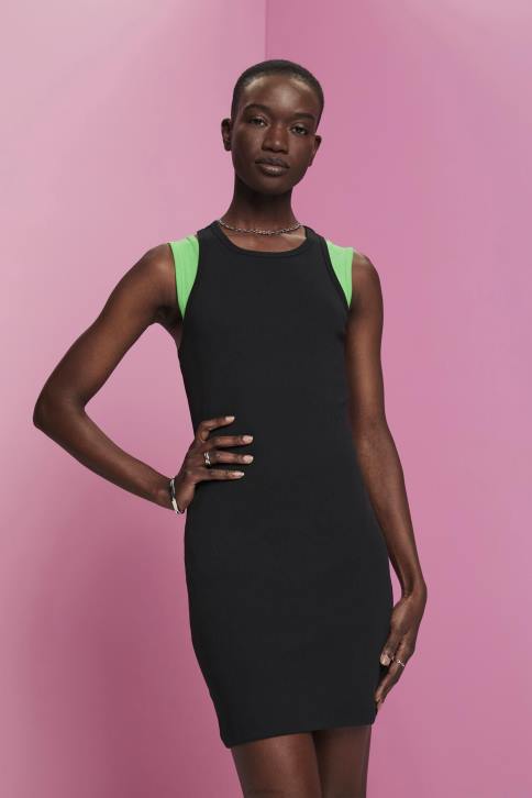 suknelės juodas moterys Esprit briaunota džersio suknelė 4D6F285