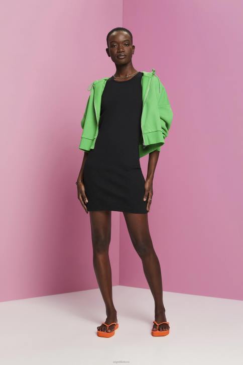 suknelės juodas moterys Esprit briaunota džersio suknelė 4D6F285