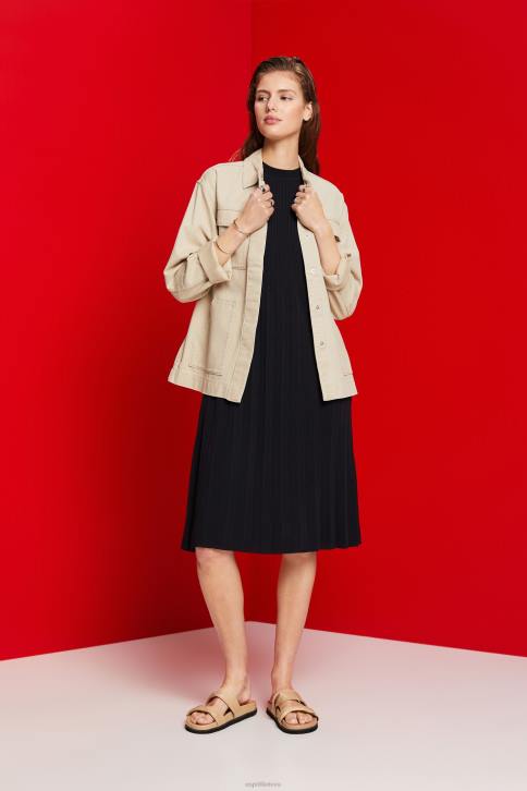 suknelės juodas moterys Esprit klostuota ir berankovių maksi suknelė su įtempta iškirpte 4D6F124