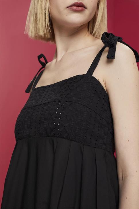 suknelės juodas moterys Esprit midi suknelė su siuvinėjimu, lenzing ecovero 4D6F204