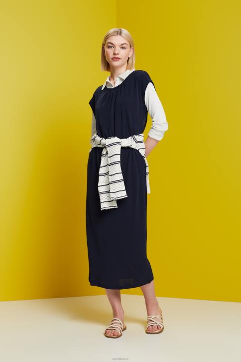 suknelės karinis jūrų laivynas moterys Esprit Suknelė su raišteliu krepinio midi 4D6F51