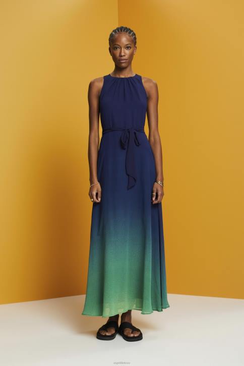 suknelės karinis jūrų laivynas moterys Esprit berankovių maksi suknelė su gėlių raštu 4D6F258