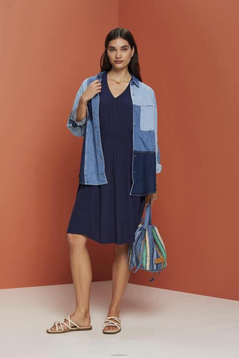 suknelės karinis jūrų laivynas moterys Esprit mini suknele smockuotu liemeniu 4D6F228