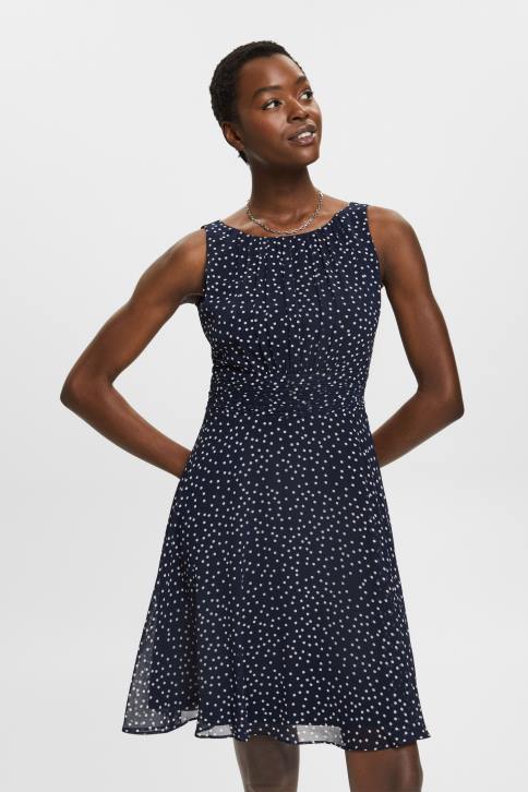 suknelės karinis jūrų laivynas moterys Esprit perdirbta: šifoninė suknelė suriestu juosmeniu 4D6F67