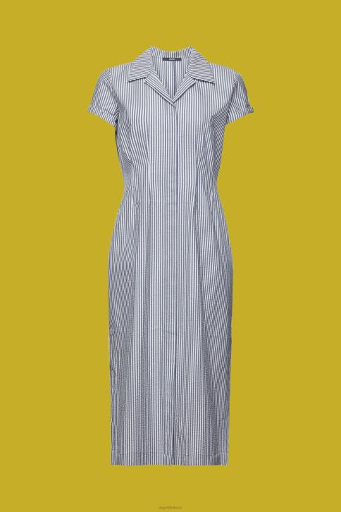 suknelės karinis jūrų laivynas moterys Esprit seersucker marškininė suknelė, 100% medvilnė 4D6F179