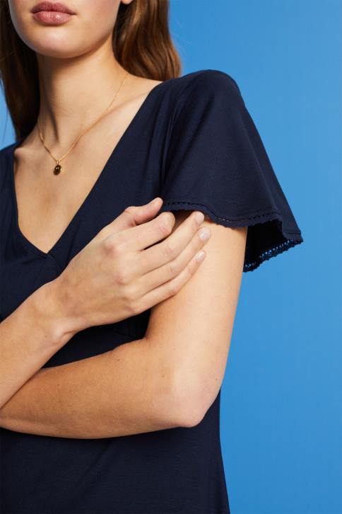 suknelės karinis jūrų laivynas moterys Esprit trikotažinė suknelė su varpelio rankovėmis 4D6F64