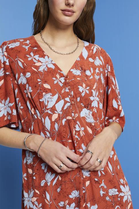 suknelės koralinis apelsinas moterys Esprit midi suknelė su viso raštu 4D6F188