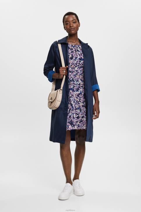 suknelės laivyno gėlių moterys Esprit perdirbta: šifoninė suknelė suriestu juosmeniu 4D6F68