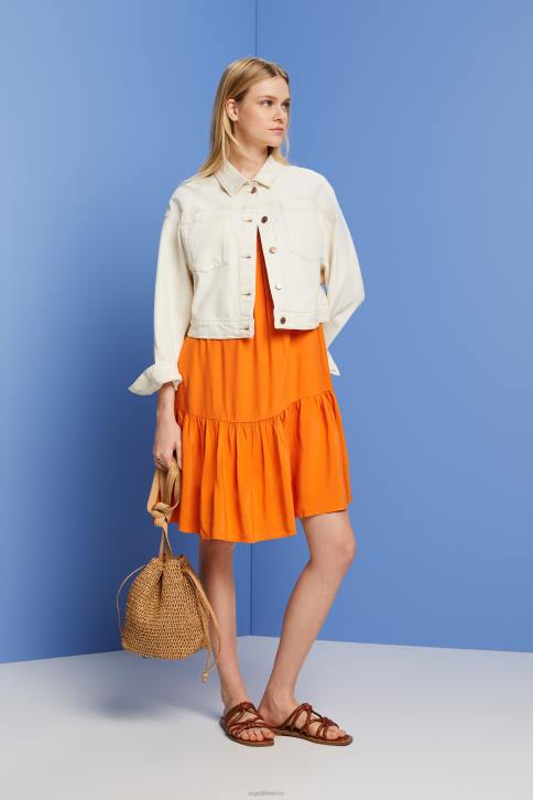 suknelės oranžinė moterys Esprit suknelė su petnešėlėmis, tencel 4D6F116