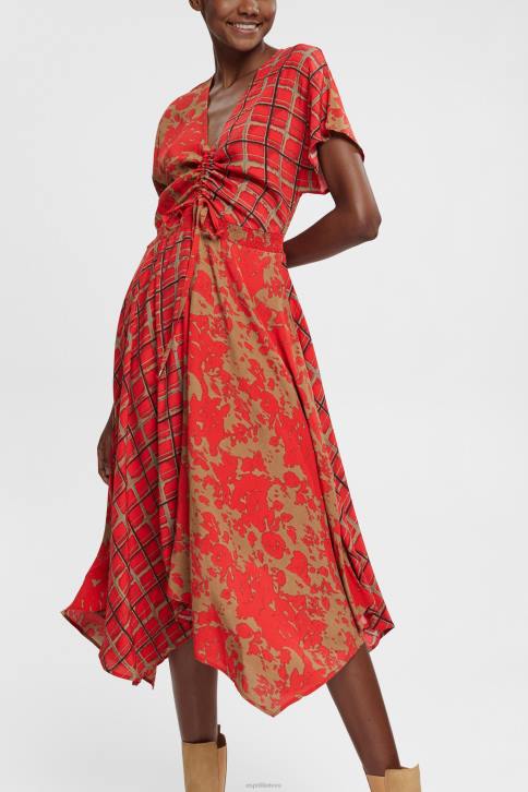 suknelės raudona moterys Esprit mišraus modelio suknelė, lenzing ecovero 4D6F547