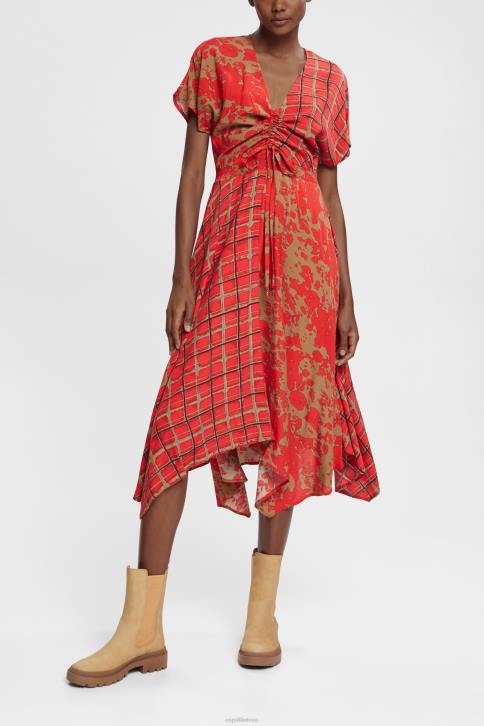 suknelės raudona moterys Esprit mišraus modelio suknelė, lenzing ecovero 4D6F547