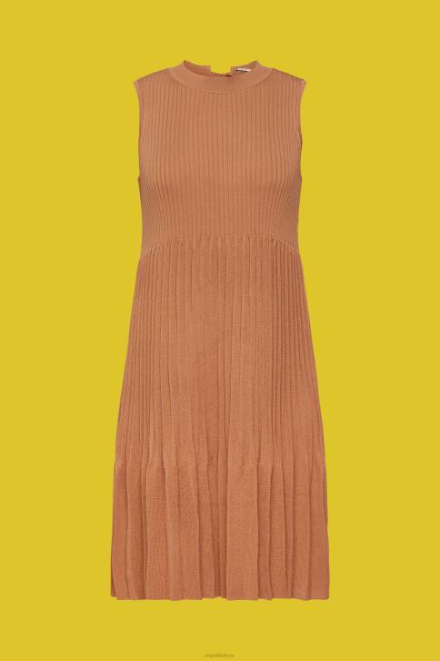 suknelės rudas moterys Esprit klostuota ir platėjanti suknelė 4D6F382