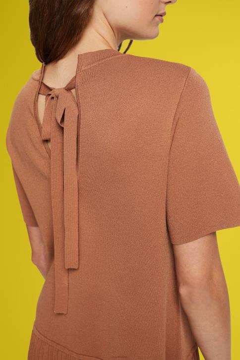 suknelės rudas moterys Esprit klostuota peplum suknelė 4D6F488