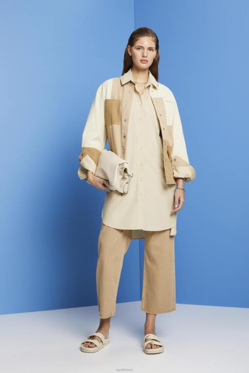 suknelės smėlio spalvos moterys Esprit smeigtuku marškinė suknelė, 100% medvilnė 4D6F278