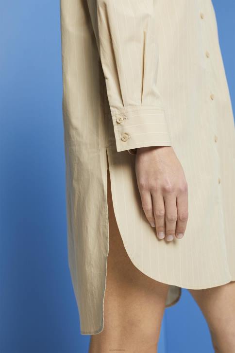 suknelės smėlio spalvos moterys Esprit smeigtuku marškinė suknelė, 100% medvilnė 4D6F278