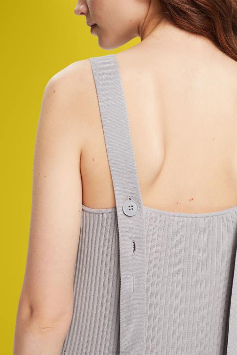 suknelės vidutinio pilkumo moterys Esprit suknelė su klostuotu dirželiu 4D6F490