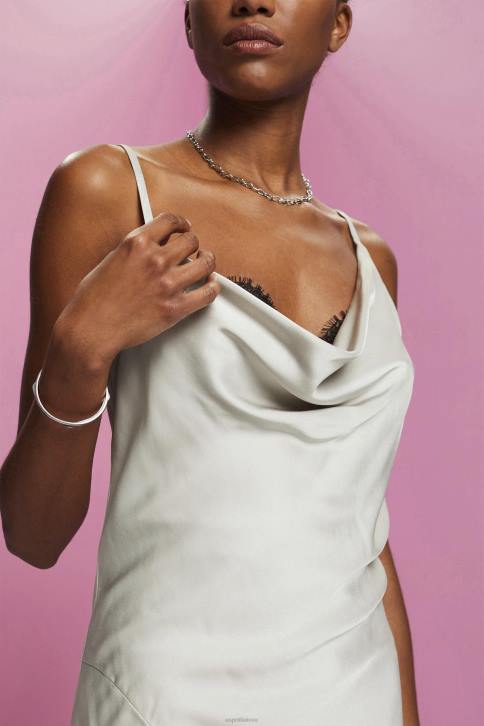 suknelės šviesiai pilka moterys Esprit nėriniuota midi suknelė, lenzing ecovero 4D6F216