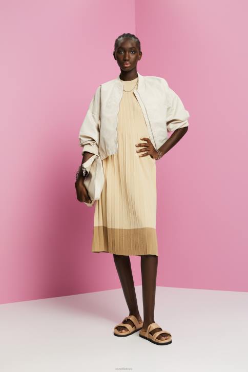 suknelės šviesiai smėlio spalvos moterys Esprit klostuota ir berankovių maksi suknelė su įtempta iškirpte 4D6F125