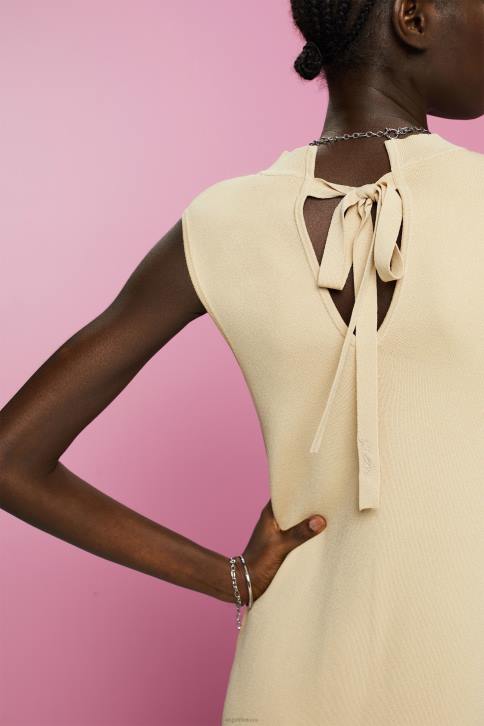 suknelės šviesiai smėlio spalvos moterys Esprit klostuota ir berankovių maksi suknelė su įtempta iškirpte 4D6F125