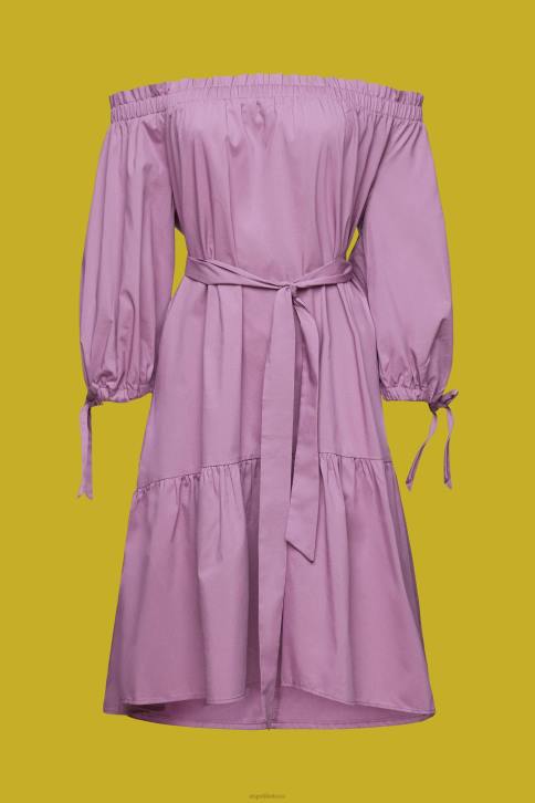 suknelės violetinė moterys Esprit Poplino mini suknelė be pečių 4D6F180