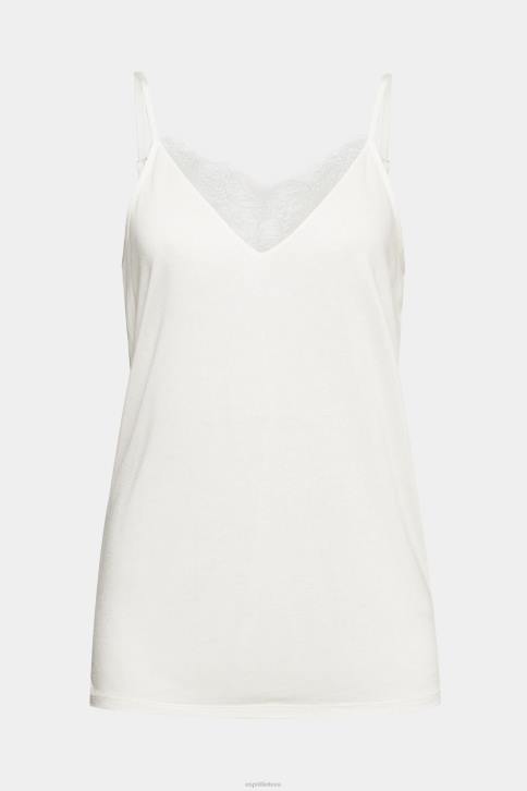 viršuje beveik baltas moterys Esprit viršus su nėriniais, lenzing ecovero 4D6F243