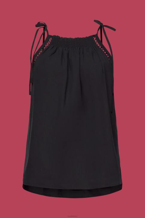 viršuje juodas moterys Esprit kamzolis su smock, tencel 4D6F198