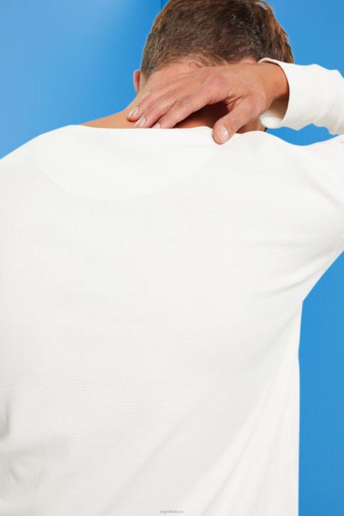 ilga rankovė beveik baltas vyrų Esprit vaflinis pique viršus ilgomis rankovėmis 4D6F850